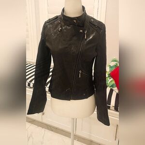 100%Lamskin leather moto jacket